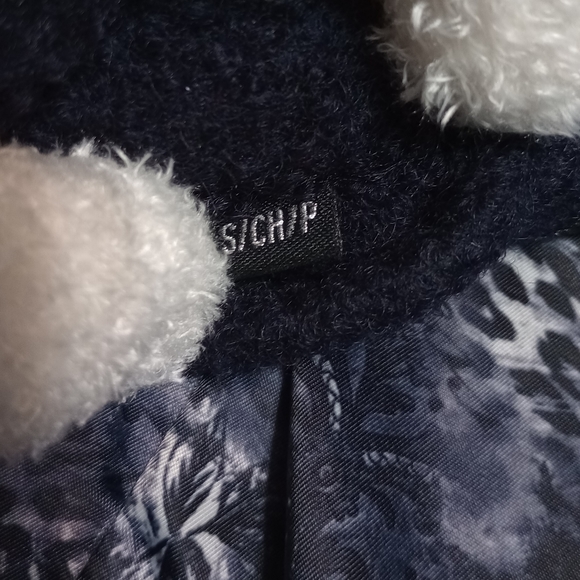 Guess Los Angeles Dark Blue Wool Asymmetrical Women's Blend Coat/Jacket S/Petite - Picture 11 of 17